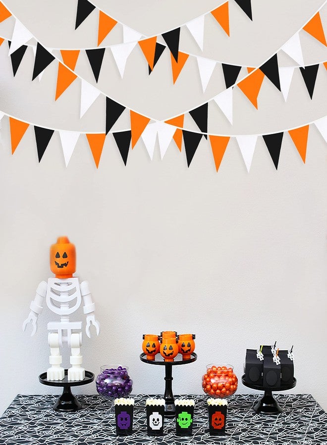 Festiko®12 flagsOrange Black White Halloween Pennant Banner Triangle Flag Bunting Garland for All Hallows Eve Thanksgiving Wedding Birthday Home Outdoor Garden Hanging Festivals Decoration - Image 3
